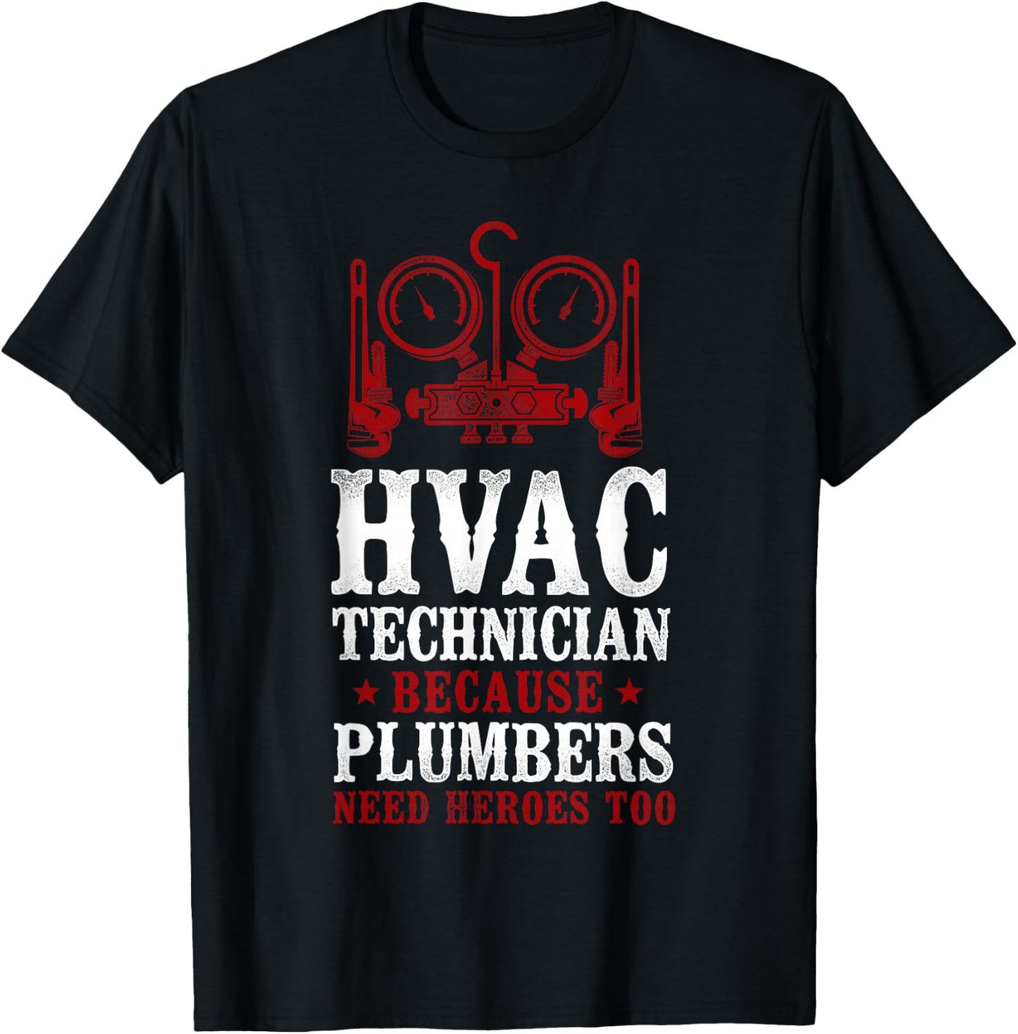 HVAC Technician Tech Vintage Hvac Technician Because T-Shirt - T-Shirt | Black