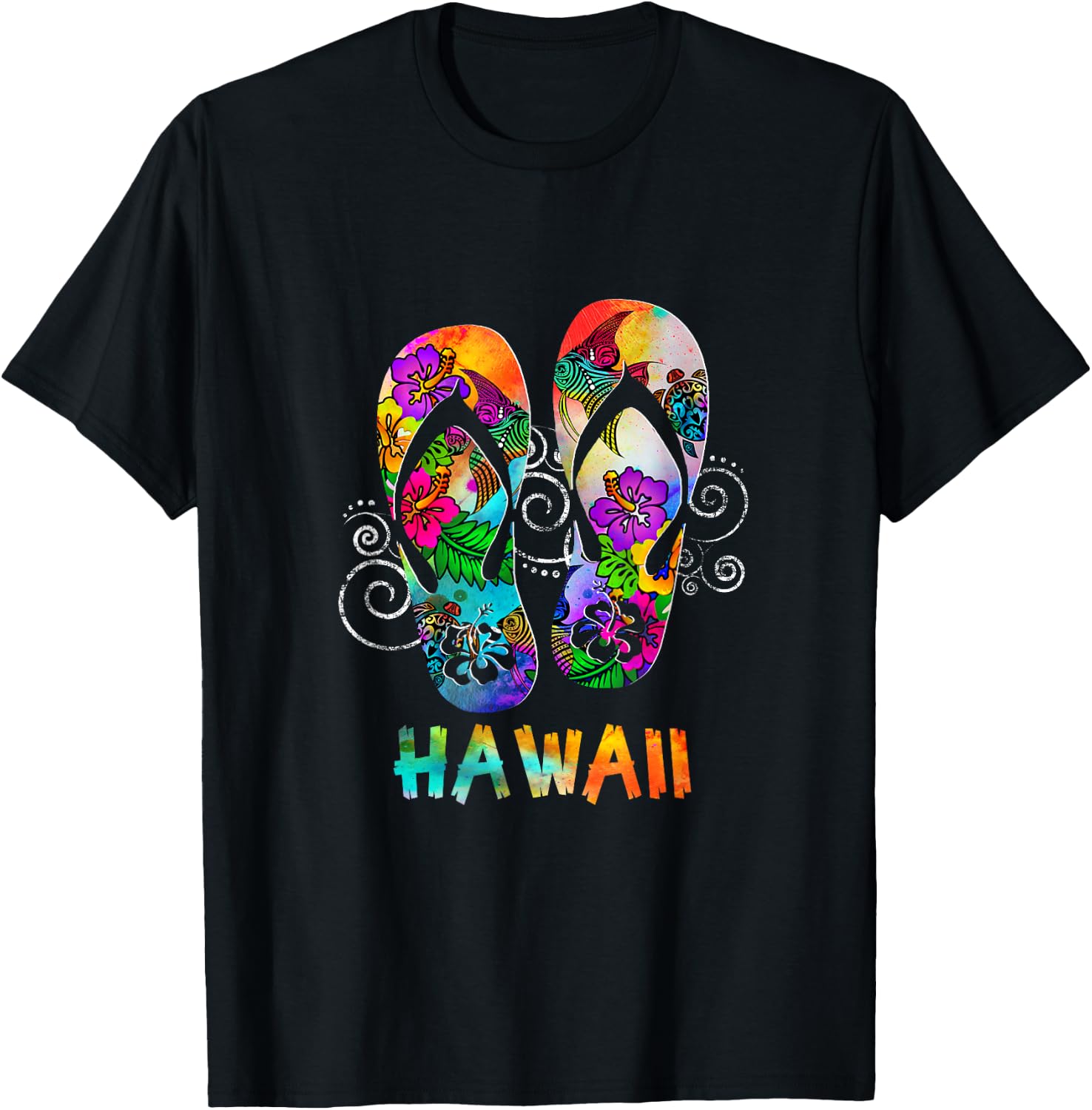 Cute Hawaii Beach Flipflops Hawaiian Island Cruise Vacay T-Shirt - T-Shirt | Black