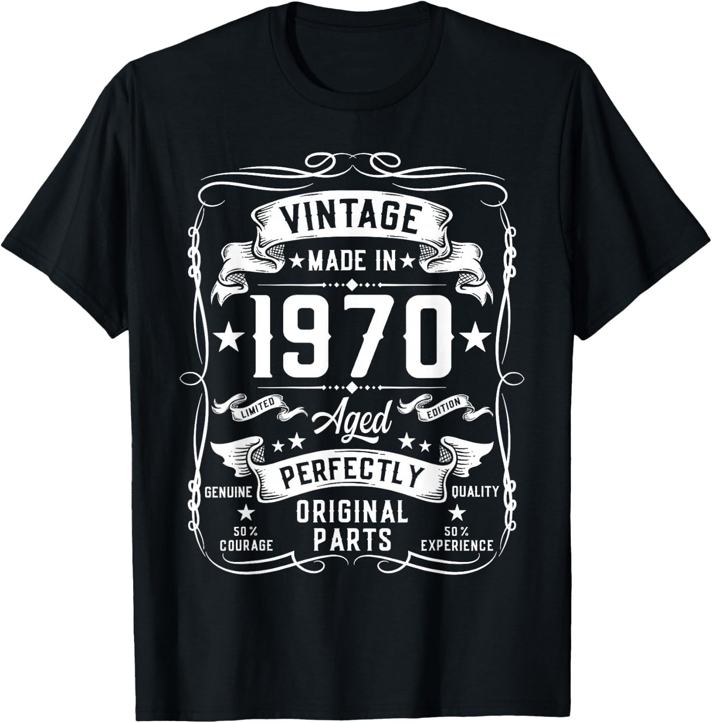 Vintage 1970 55 Years Old Gifts 55yr 55th Birthday T-Shirt - T-Shirt | Black