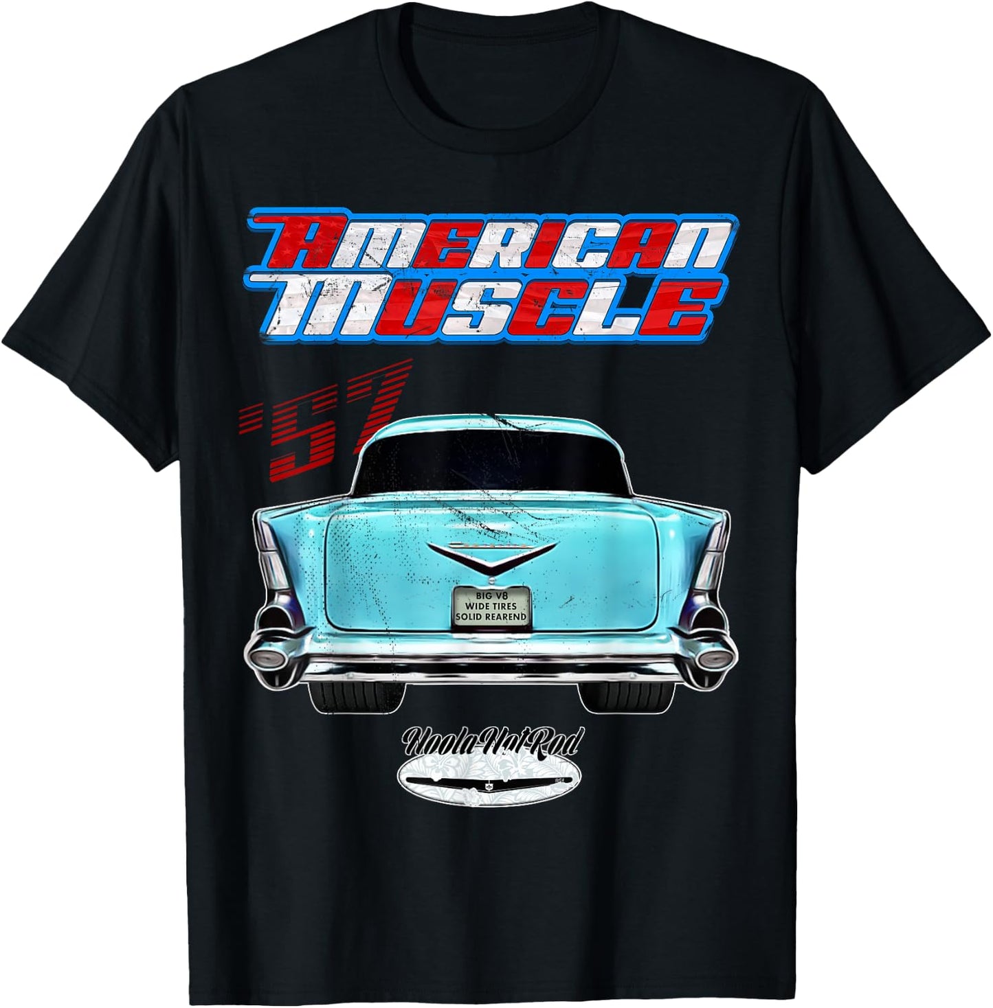 57,1957 BelAir Bel Air American Muscle Car Hotrod Rear Fin T-Shirt - T-Shirt | Black