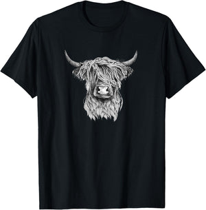 Highland Cow - Hand Drawn Illustration T-Shirt - T-Shirt | Black