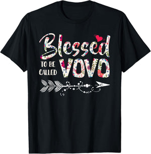 Blessed To Be Called VoVo T Shirt Gift Floral VoVo T-Shirt - T-Shirt | Black