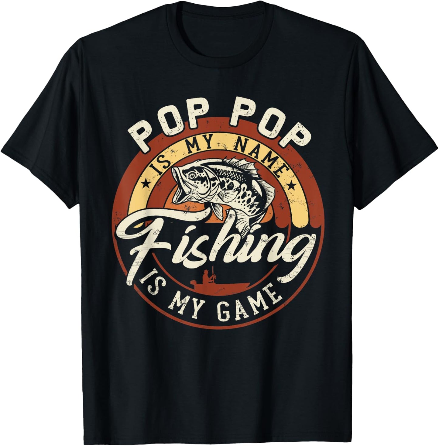 Vintage Pop Pop is My Name Fishing Game Gift Fathers Day T-Shirt - T-Shirt | Black