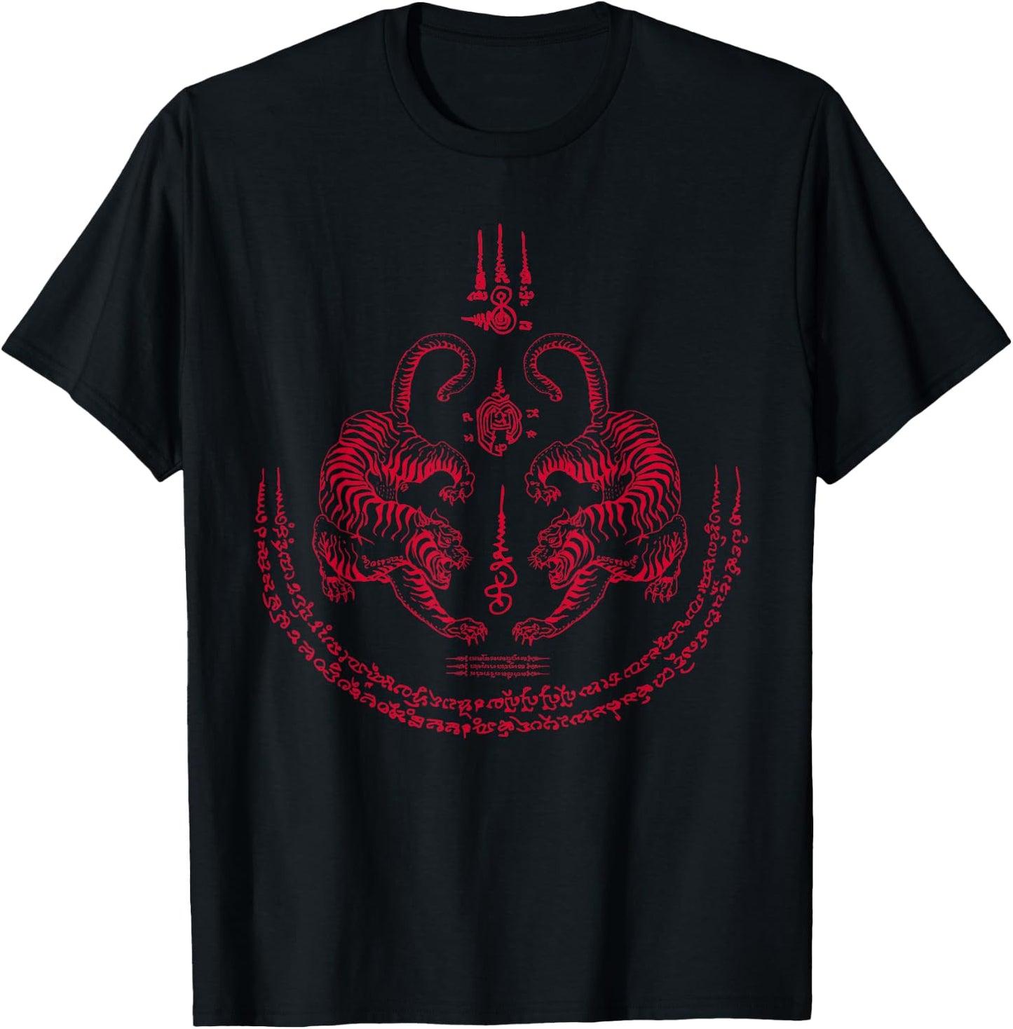 Thai Tiger Sak Yant Spiritual Symbols Thailand T-Shirt - T-Shirt | Black