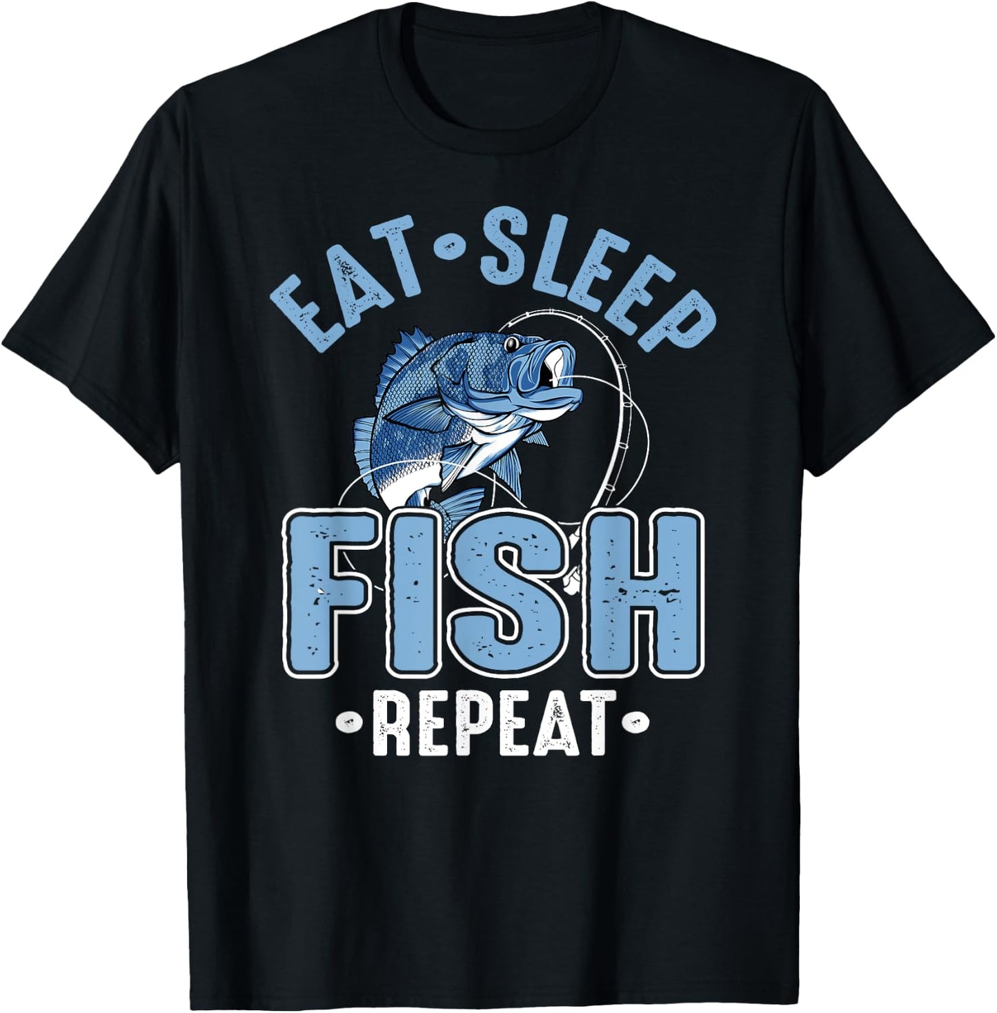 Eat Sleep Fish Repeat T-Shirt - T-Shirt | Black