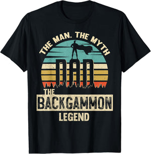 Man Myth Legend Dad Backgammon T-Shirt - T-Shirt | Black
