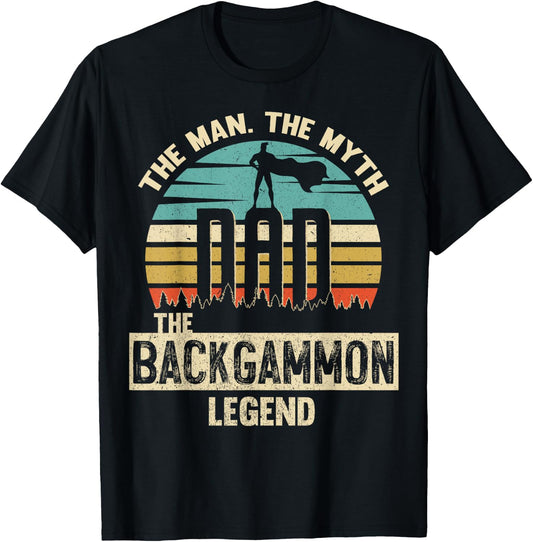 Man Myth Legend Dad Backgammon T-Shirt - T-Shirt | Black