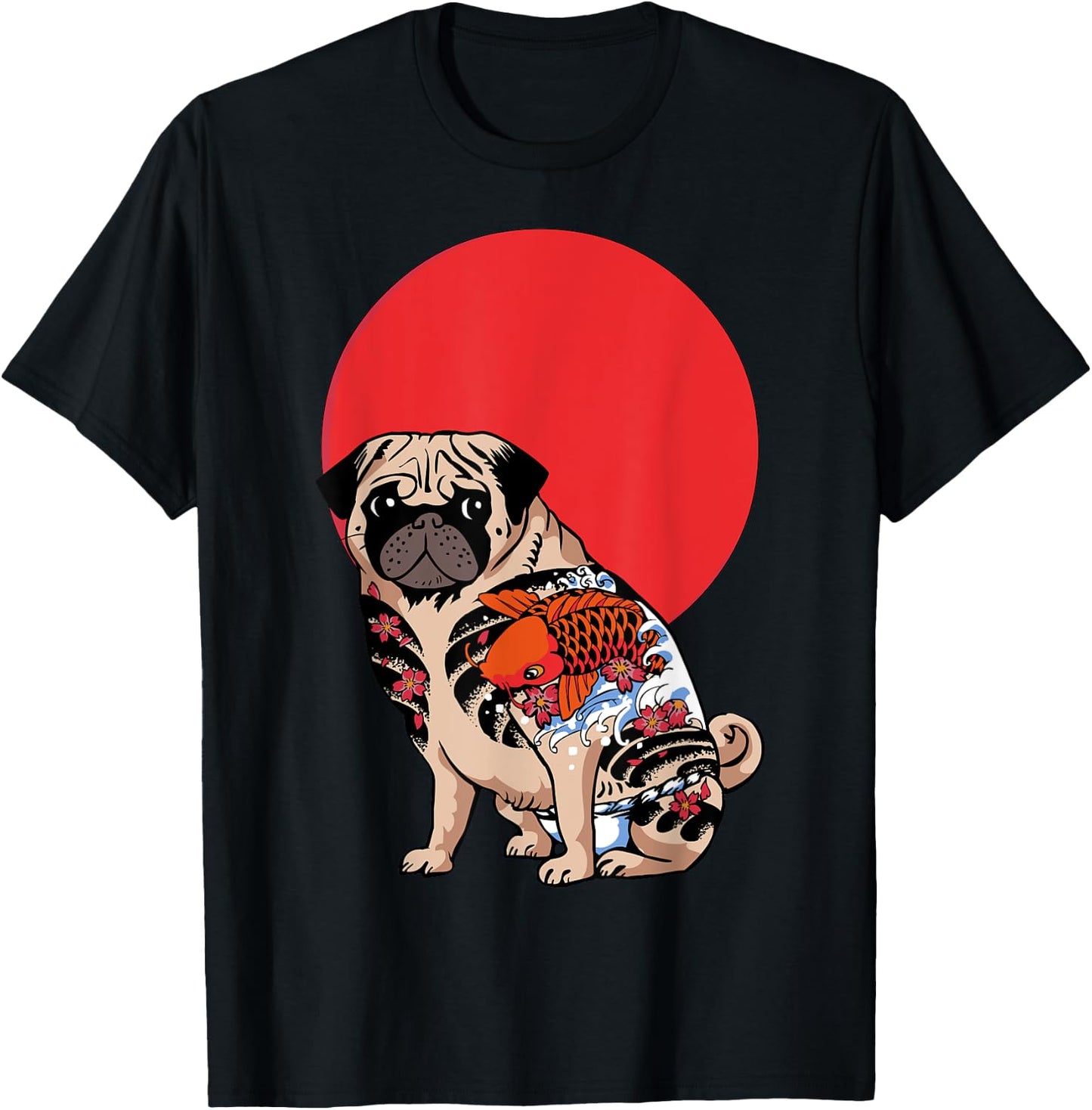 Yakuza Pug Tattoo T- Shirt by Huebucket T-Shirt - T-Shirt | Black