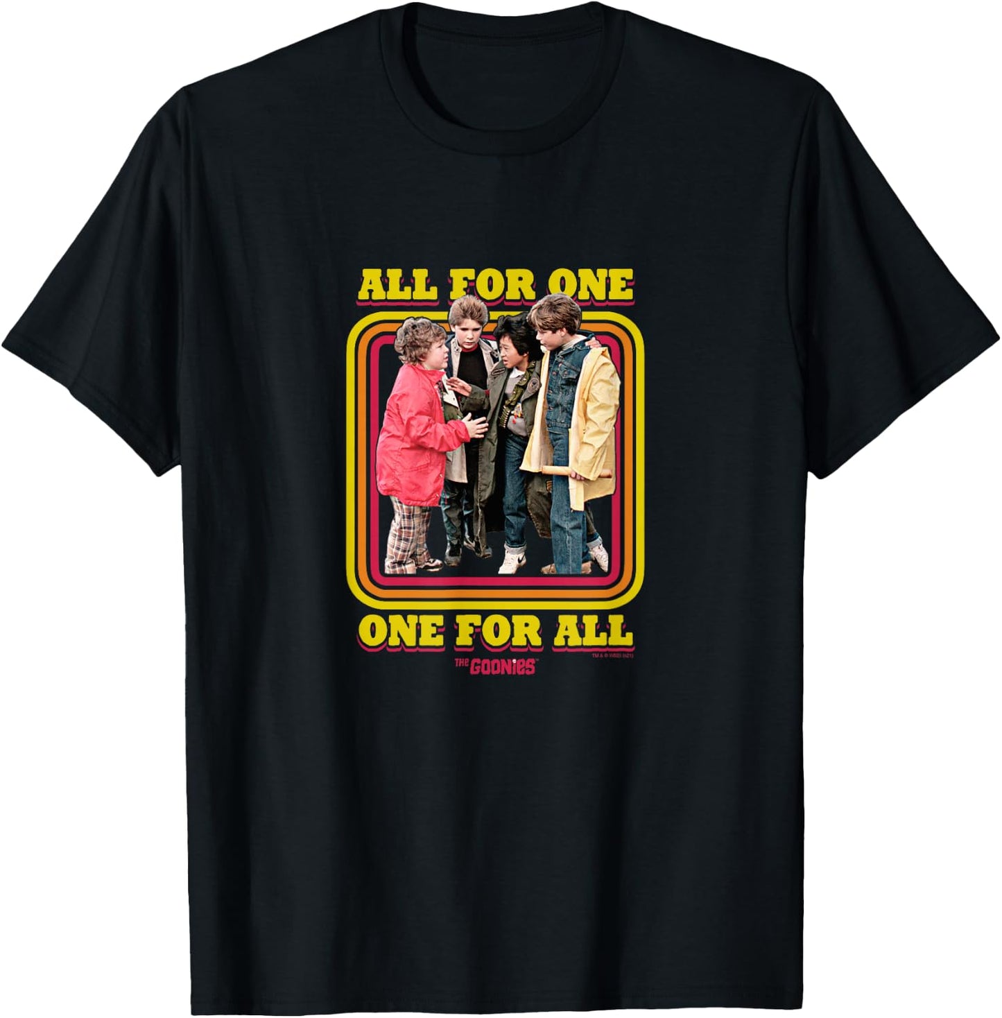 The Goonies All For One Group Edit T-Shirt - T-Shirt | Black