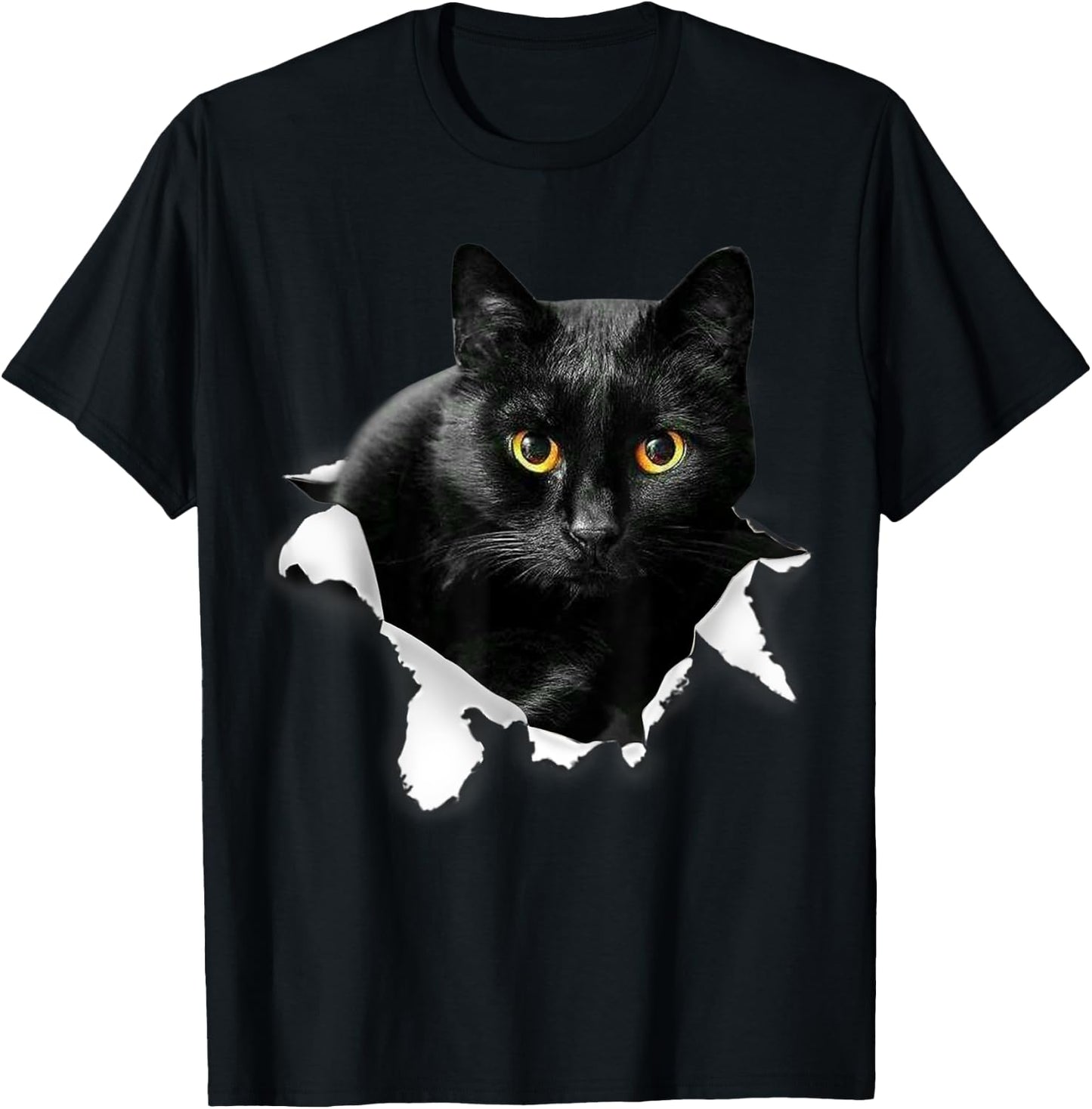 Black Cat Torn Cloth Gifts For Cat Lover, Cat Dad, Cat Mom T-Shirt - T-Shirt | Black