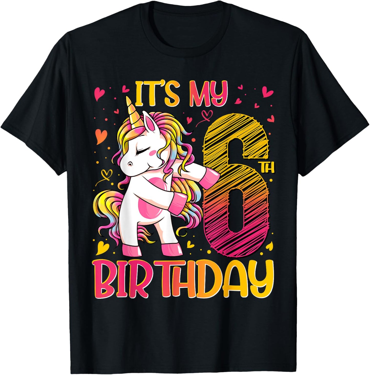 6 Year Old Gifts Unicorn Flossing 6th Birthday Girl Party T-Shirt - T-Shirt | Black