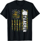 American Flag Camouflage Teacher Patriotic 4th Of July Women Kids Men T-Shirt - T-Shirt | Black