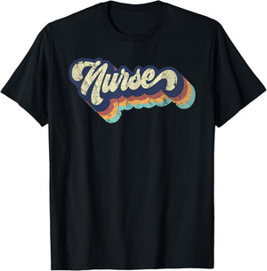 Retro Nurse Woman Wears a Nursing on Nurse's Day T-Shirt - T-Shirt | Black