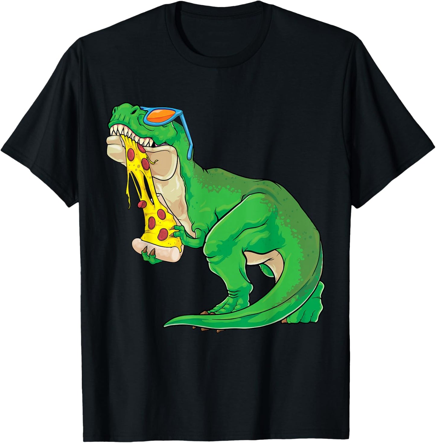 Dinosaur Eating Pizza Pizzasaurus T Rex Men Boys Kids T-Shirt - T-Shirt | Black