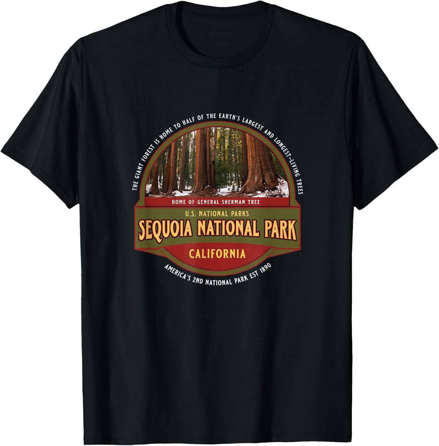 Sequoia National Park Giant Forest General Sherman Tree T-Shirt - T-Shirt | Black