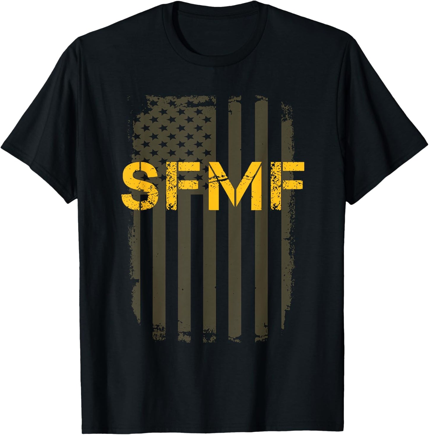Military Slang SFMF Always Flexible Gold Flag T-Shirt - T-Shirt | Black
