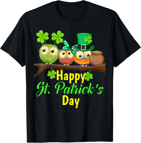 Owl Leprechaun, Happy St Patrick's Day, Matching Family T-Shirt - T-Shirt | Black