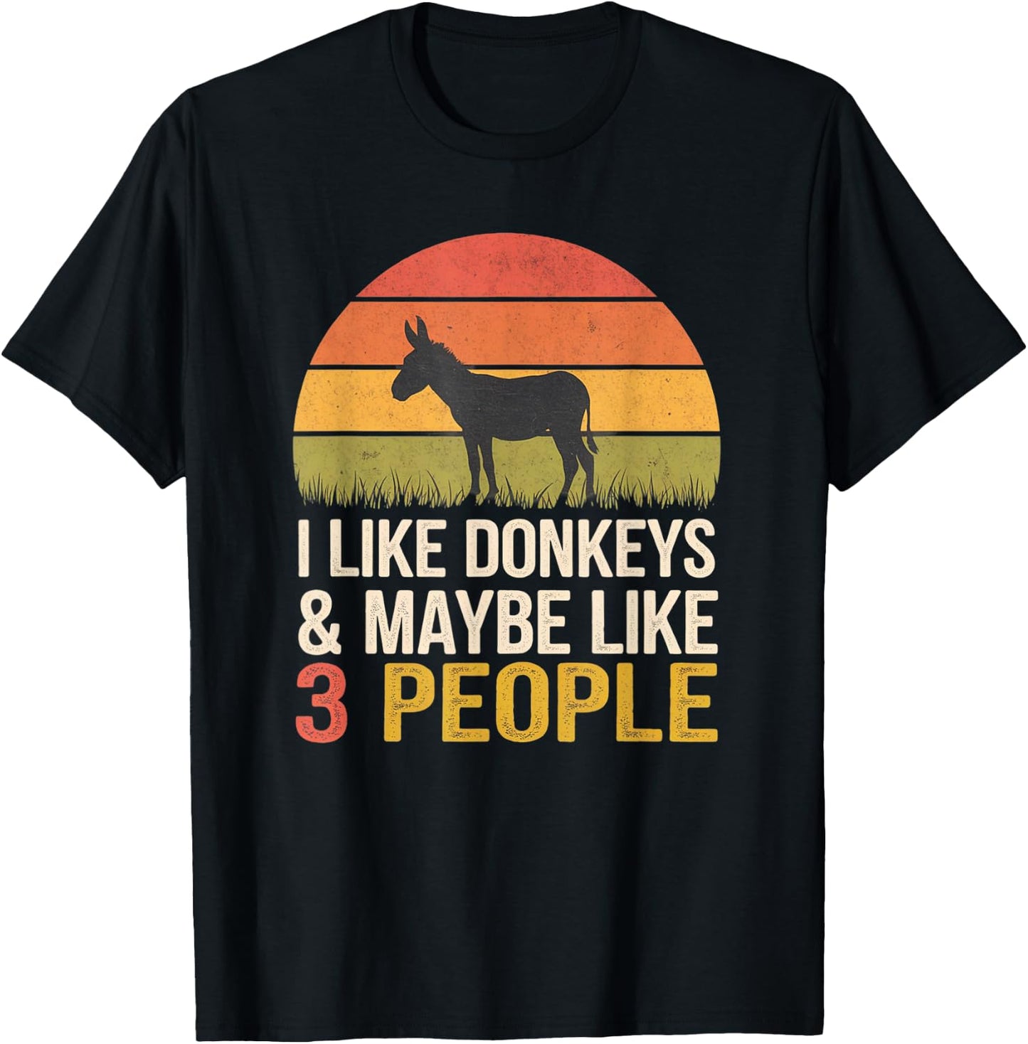 Donkeys And Maybe Like 3 People, Donkey Farm Retro T-Shirt - T-Shirt | Black