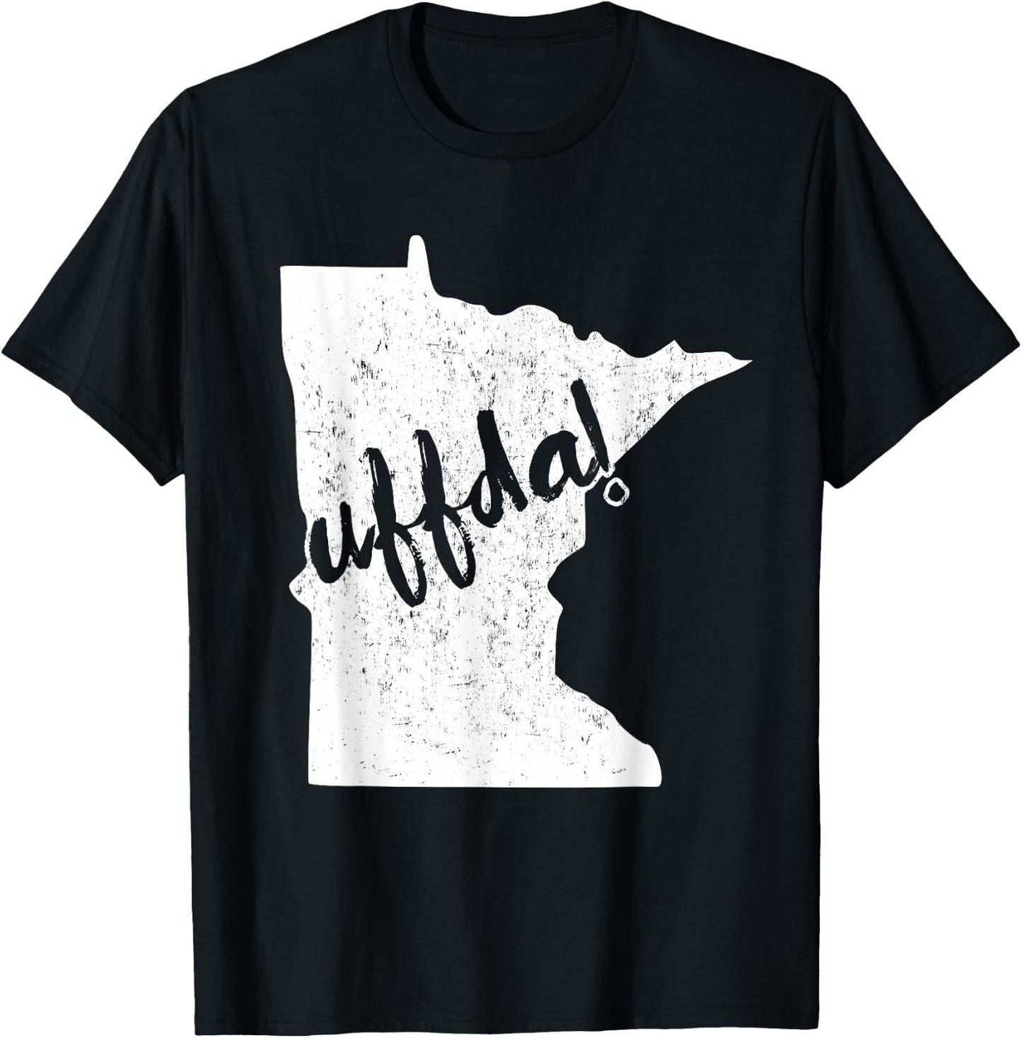 Minnesota Uffda! Scandinavian Distressed T-Shirt - T-Shirt | Black