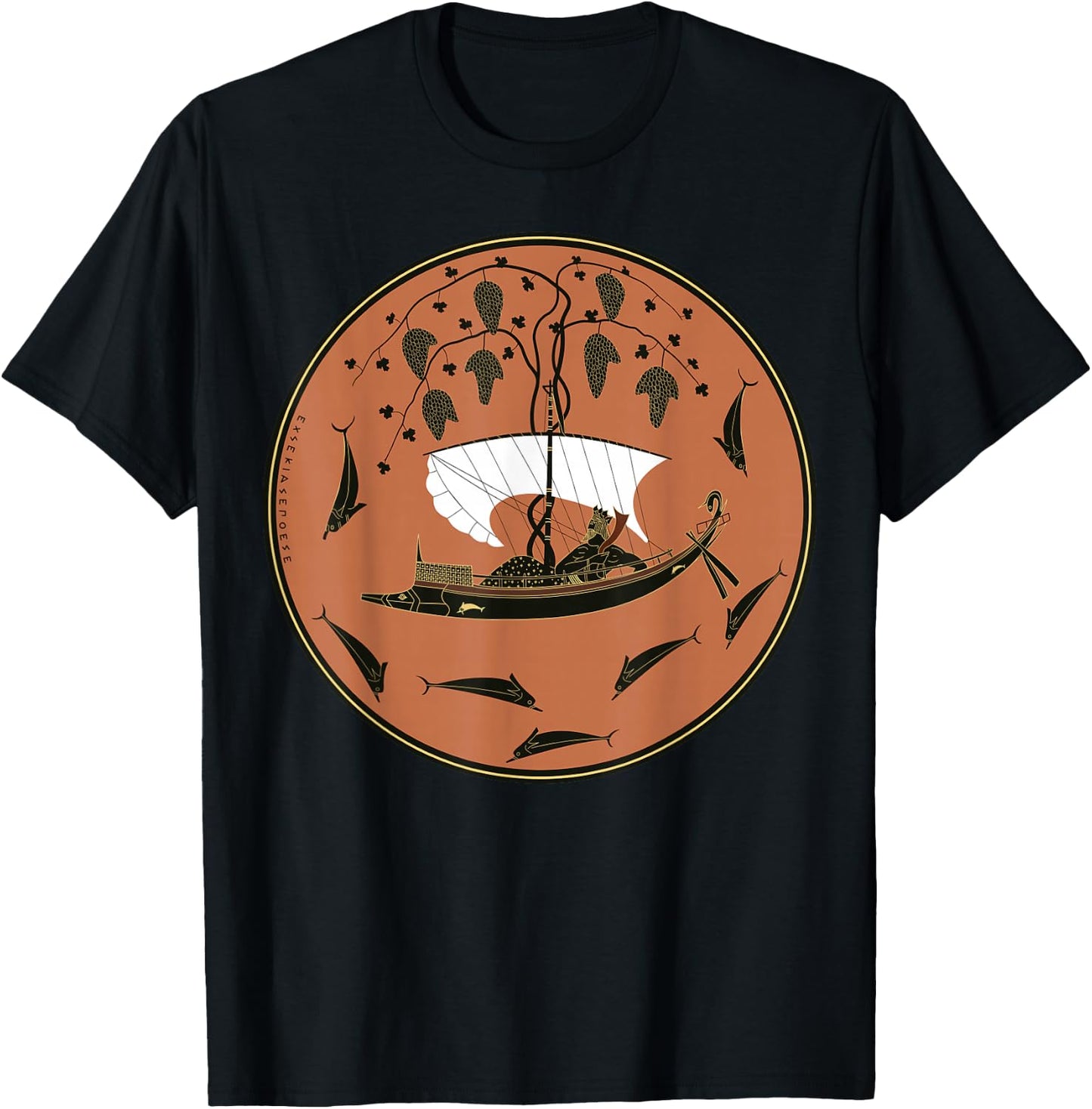 Dionysus Cup: Ancient Greek Art (Kylix by Exekias) T-Shirt - T-Shirt | Black