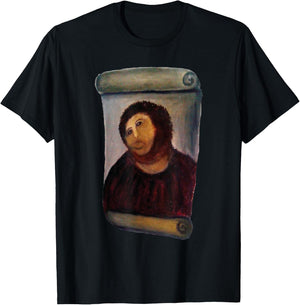 Art Banana Funny Cool : Ecce Homo Cecilia Graphic, Jesus, Dark Red, , X-Small, Black, Short Sleeve, Cotton 60% Polyester 40% T-Shirt - T-Shirt | Black