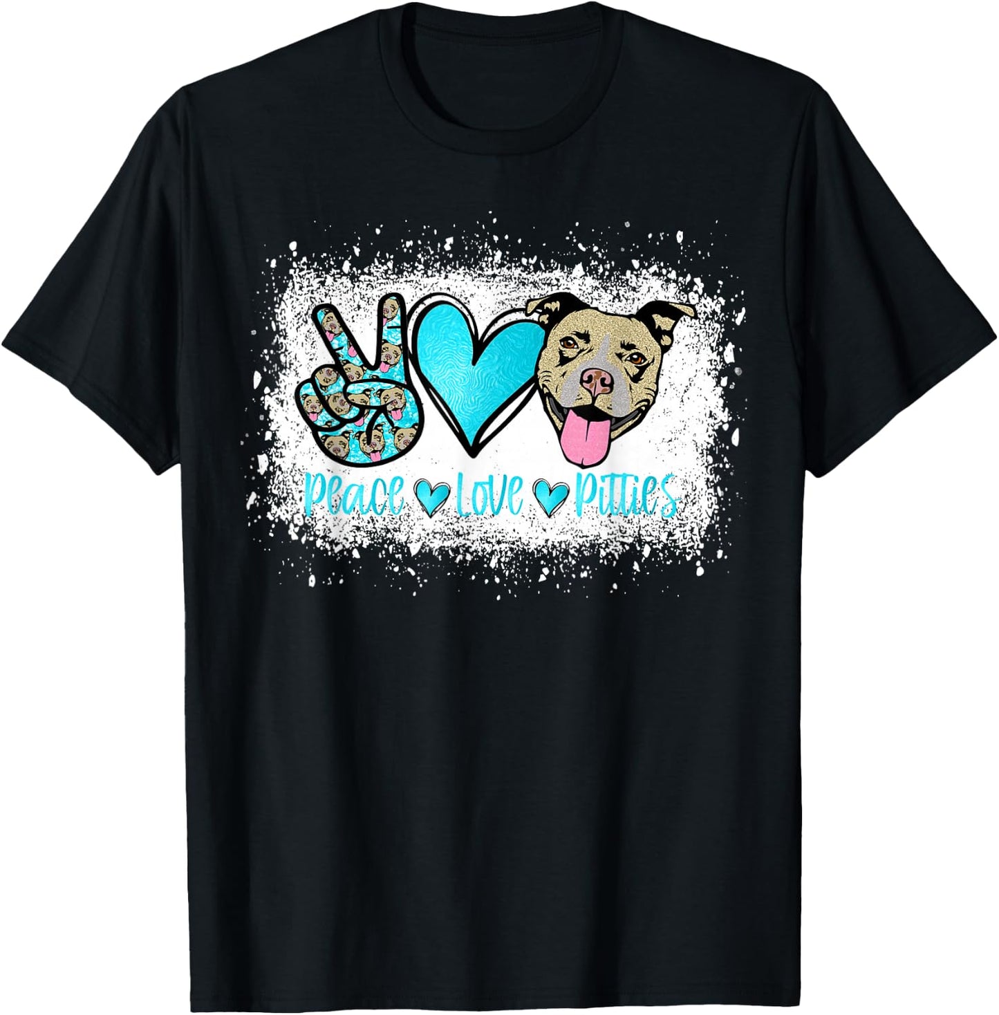 Peace Love Pitties Pitbull Lover Pet Owner Fur Mama Dog Mom Women T-Shirt - T-Shirt | Black