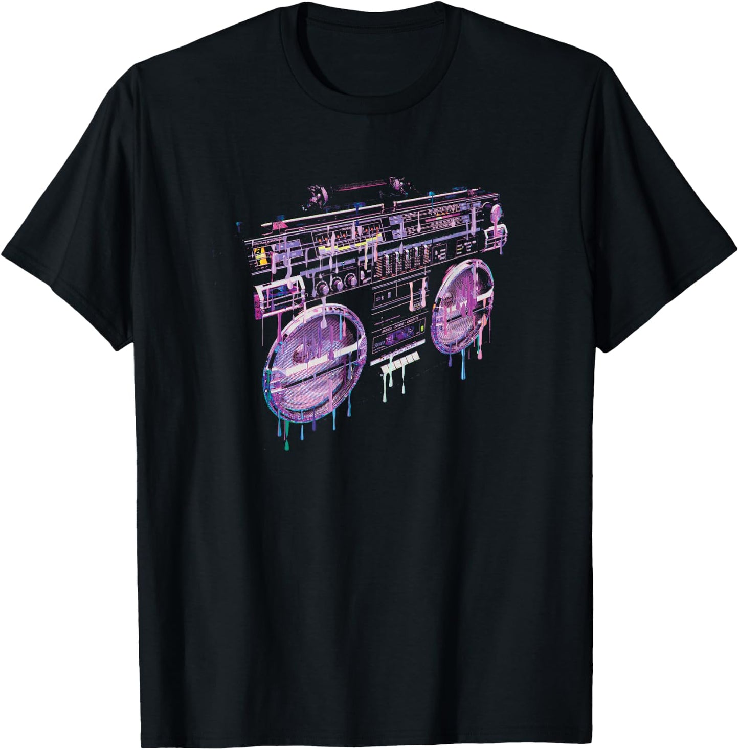 Retro Ghetto Blaster - Boom Box 80's 90's Hip Hip Rap T-Shirt - T-Shirt | Black
