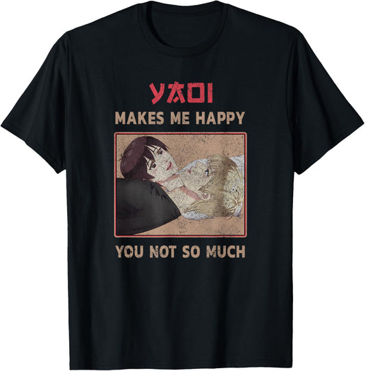 Yaoi makes me Happy you not so much Heart with Seme and Uke T-Shirt - T-Shirt | Black