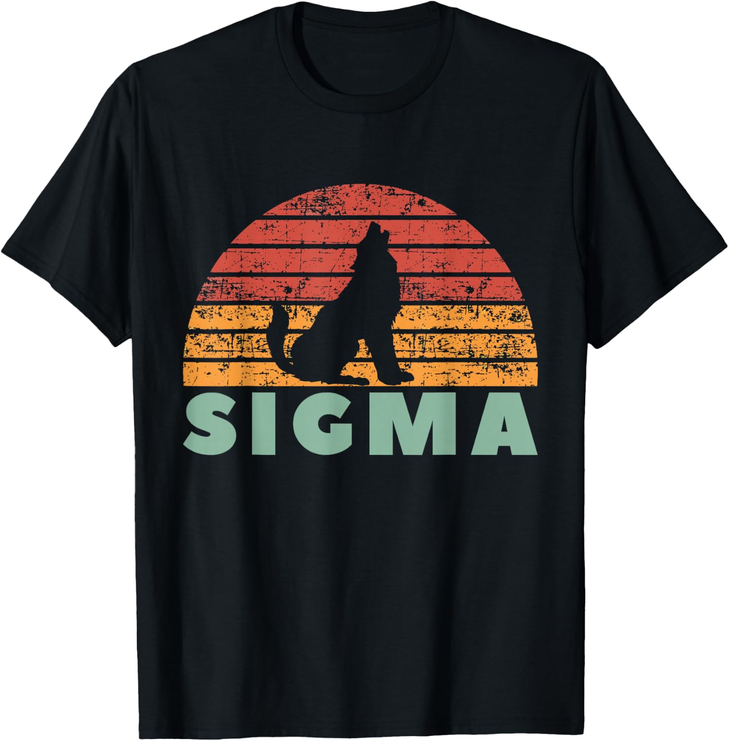 Vintage Sigma Wolf Retro Sigma Male T-Shirt - T-Shirt | Black