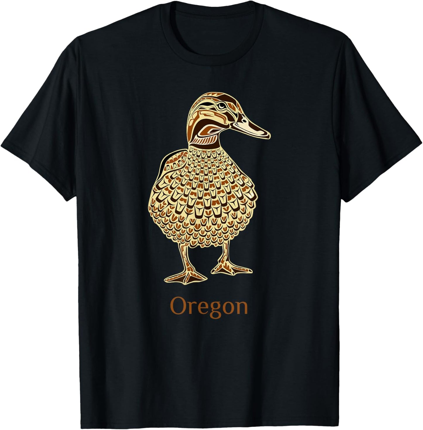 Oregon Mallard Duck Bird Lover Native American Style Birding T-Shirt - T-Shirt | Black