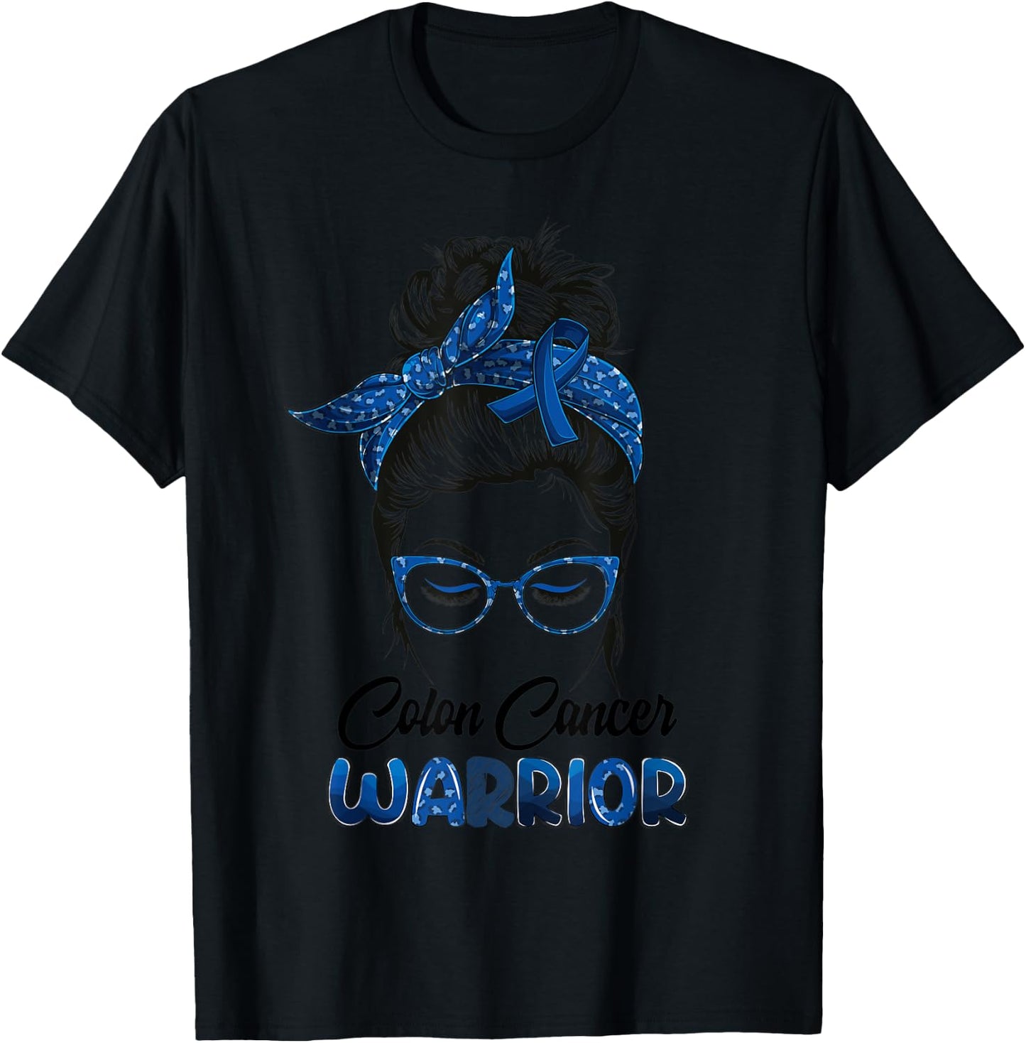 Colon Cancer Warrior Messy Bun Survivor Believe Women Girls T-Shirt - T-Shirt | Black
