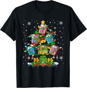 X-mas Tree Santa Reindeer Elf Calculators Accountant Lover T-Shirt - T-Shirt | Black