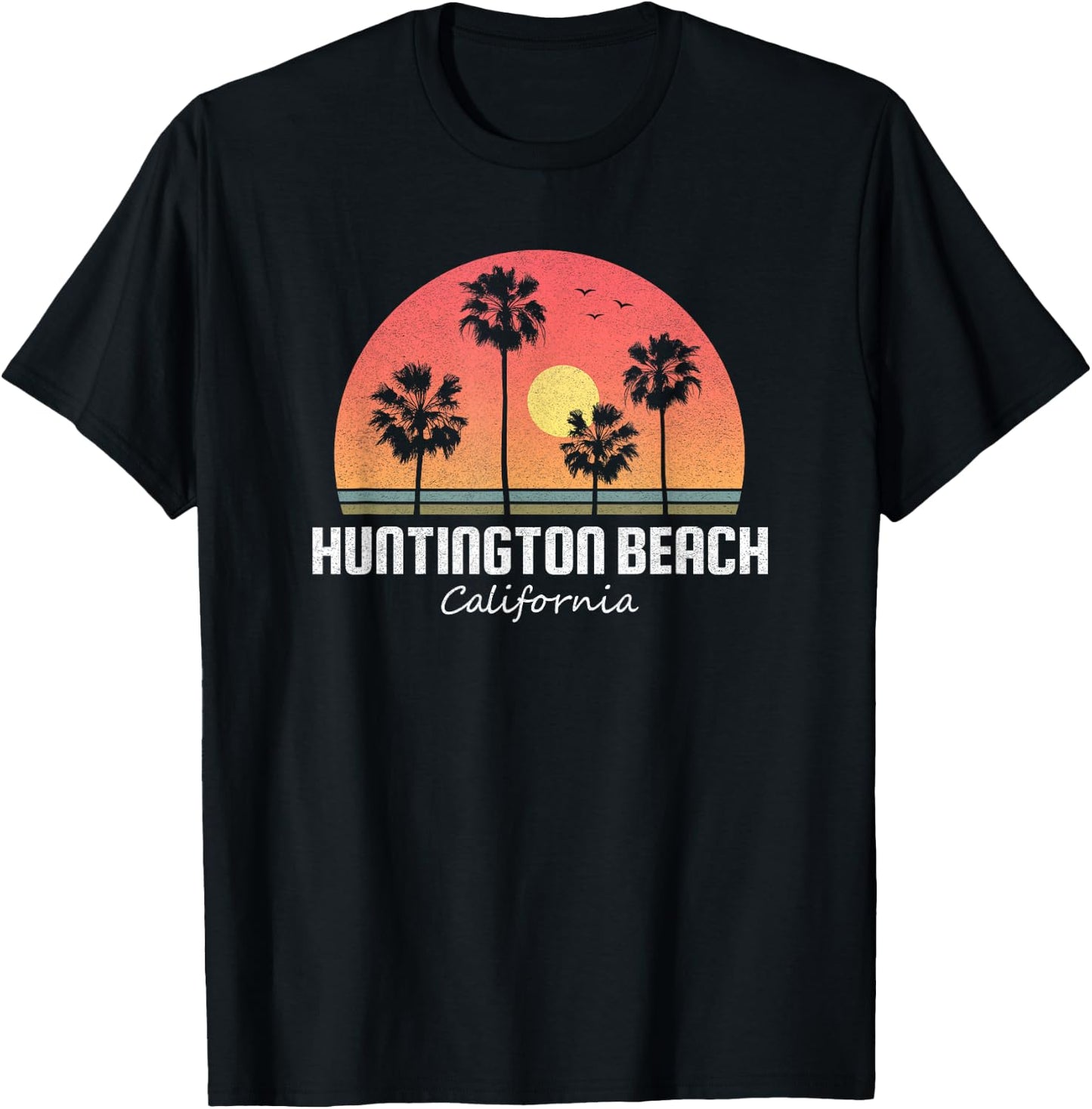 Huntington Beach T Shirt Women Men Kids Vintage Retro Sunset T-Shirt - T-Shirt | Black