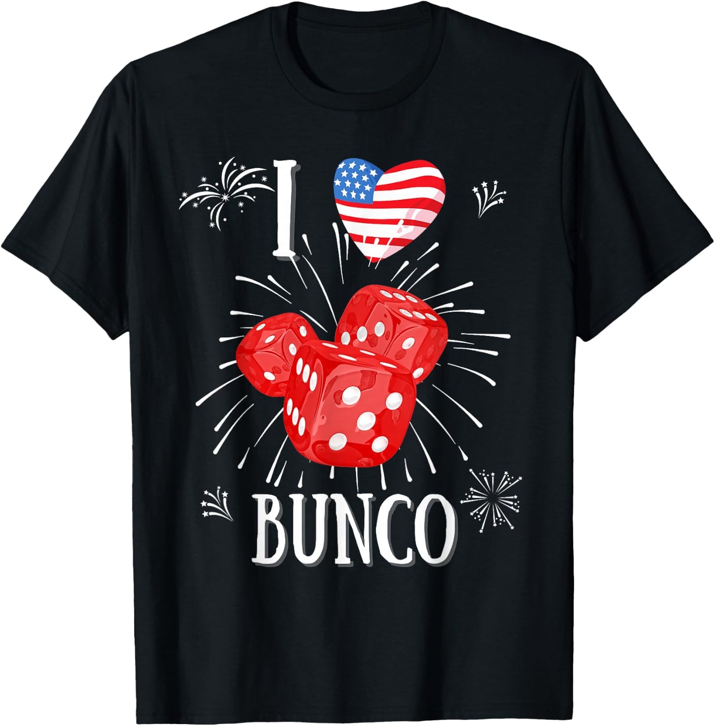 Fun Bunco Patriotic Fireworks 4th-July T-Shirt - T-Shirt | Black