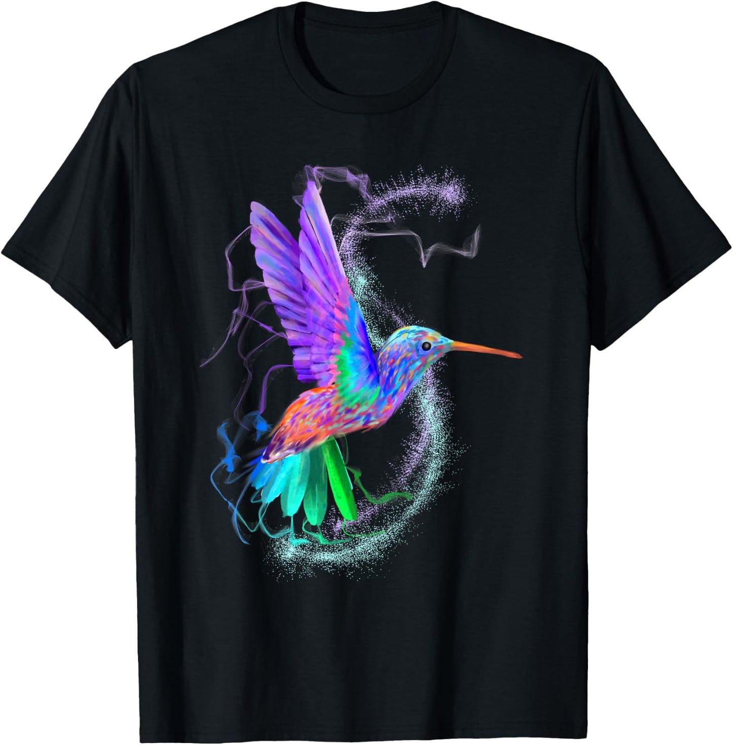 Colorful Rainbow Hummingbird Spring Garden Bird Summer Shirt Men Women Kids T-Shirt - T-Shirt | Black
