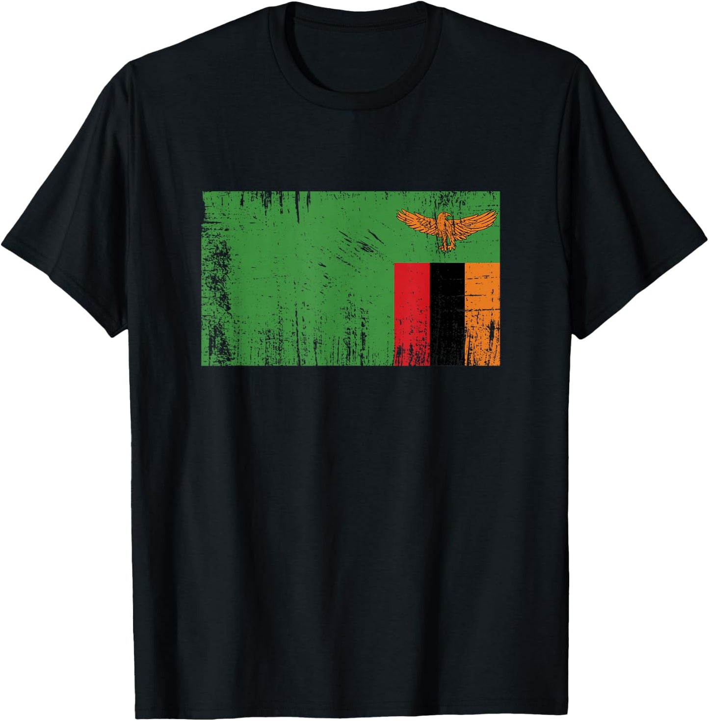 Retro Vintage Zambian Banner Flag Zambia Fan T-Shirt - T-Shirt | Black