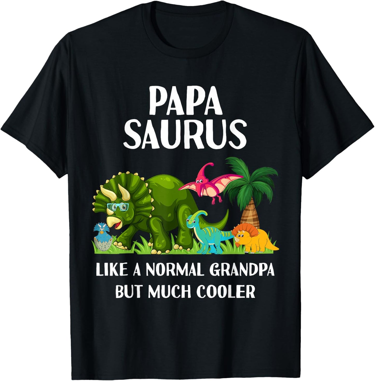 Papa Saurus Grandpasaurus Grandpa Dinosaur Men Matching T-Shirt - T-Shirt | Black