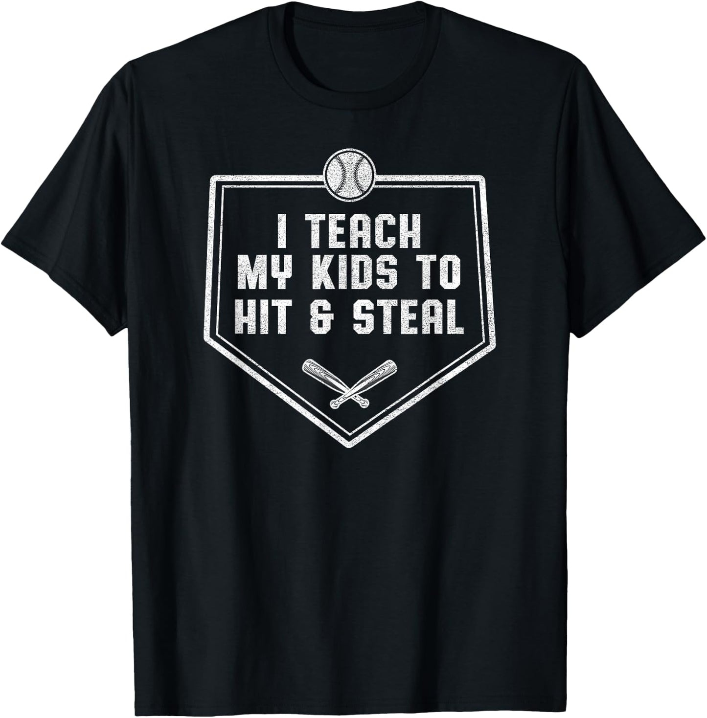 Baseball Dad - I Teach My Kids to Hit & Steal T-Shirt - T-Shirt | Black