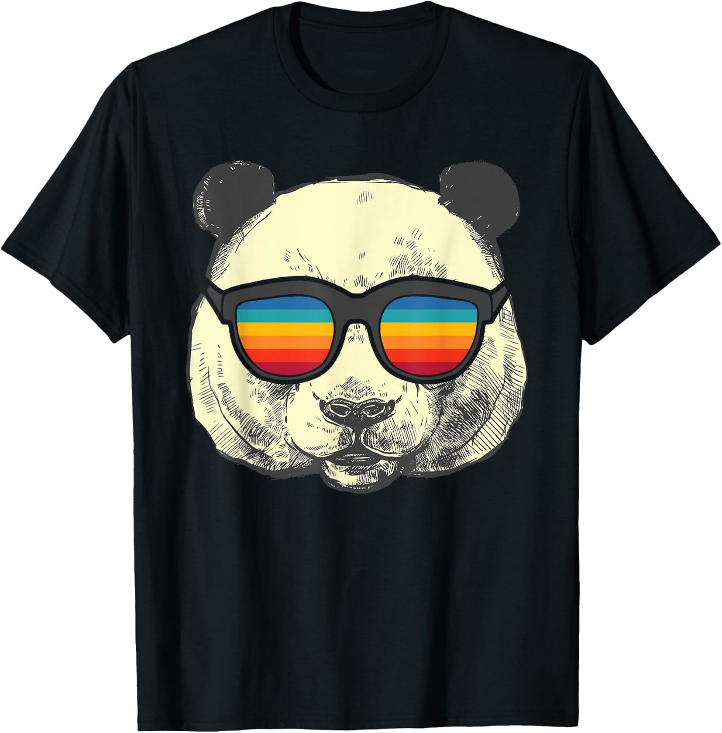 Retro Panda With Sunglasses T-Shirt - T-Shirt | Black
