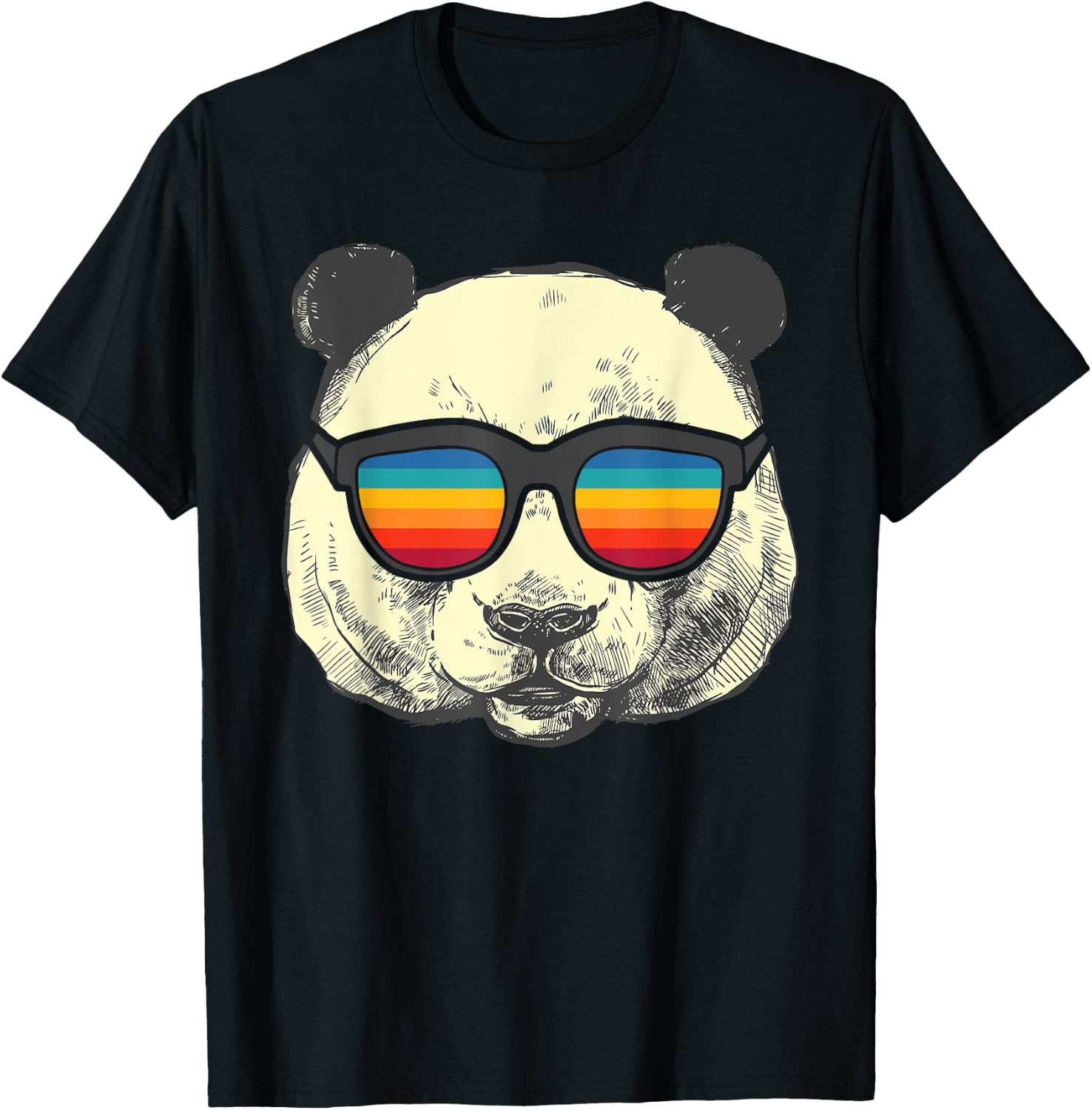 Retro Panda With Sunglasses T-Shirt - T-Shirt | Black