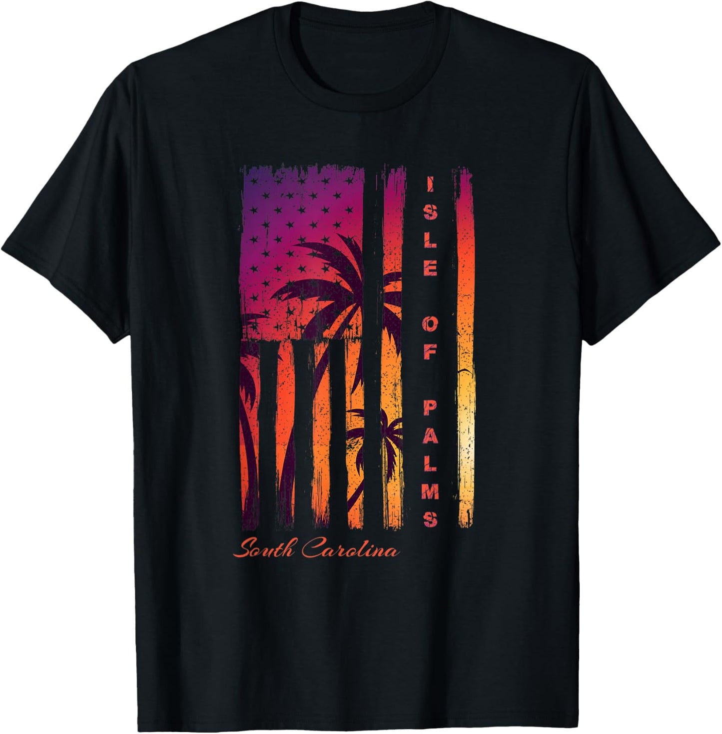 Isle of Palms South Carolina Distressed Retro USA Flag IOP Kids Men T-Shirt - T-Shirt | Black