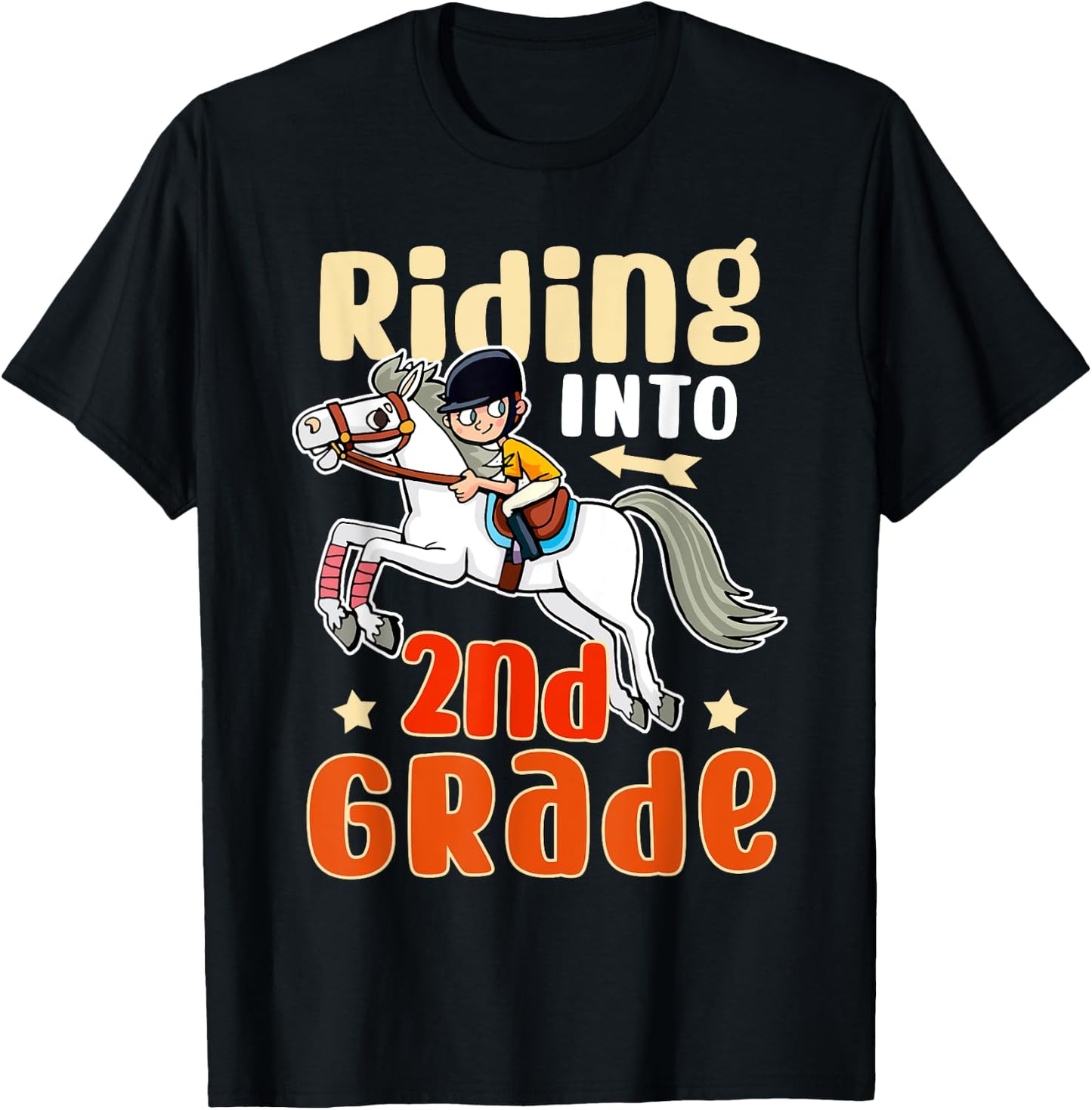 Funny Horse Lover Riding Into 2nd Grade Back To School T-Shirt - T-Shirt | Black