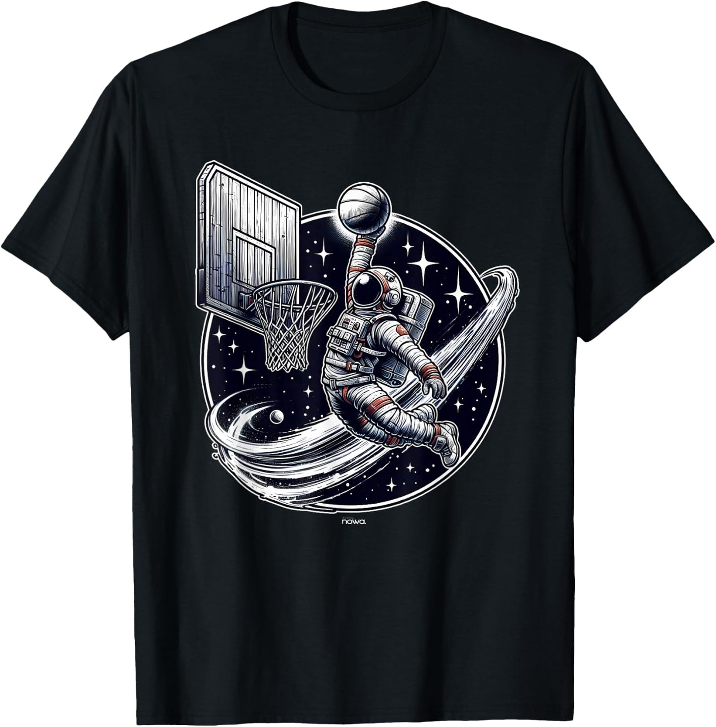 Space Basketball - Astronaut Slam Dunk and Stars T-Shirt - T-Shirt | Black