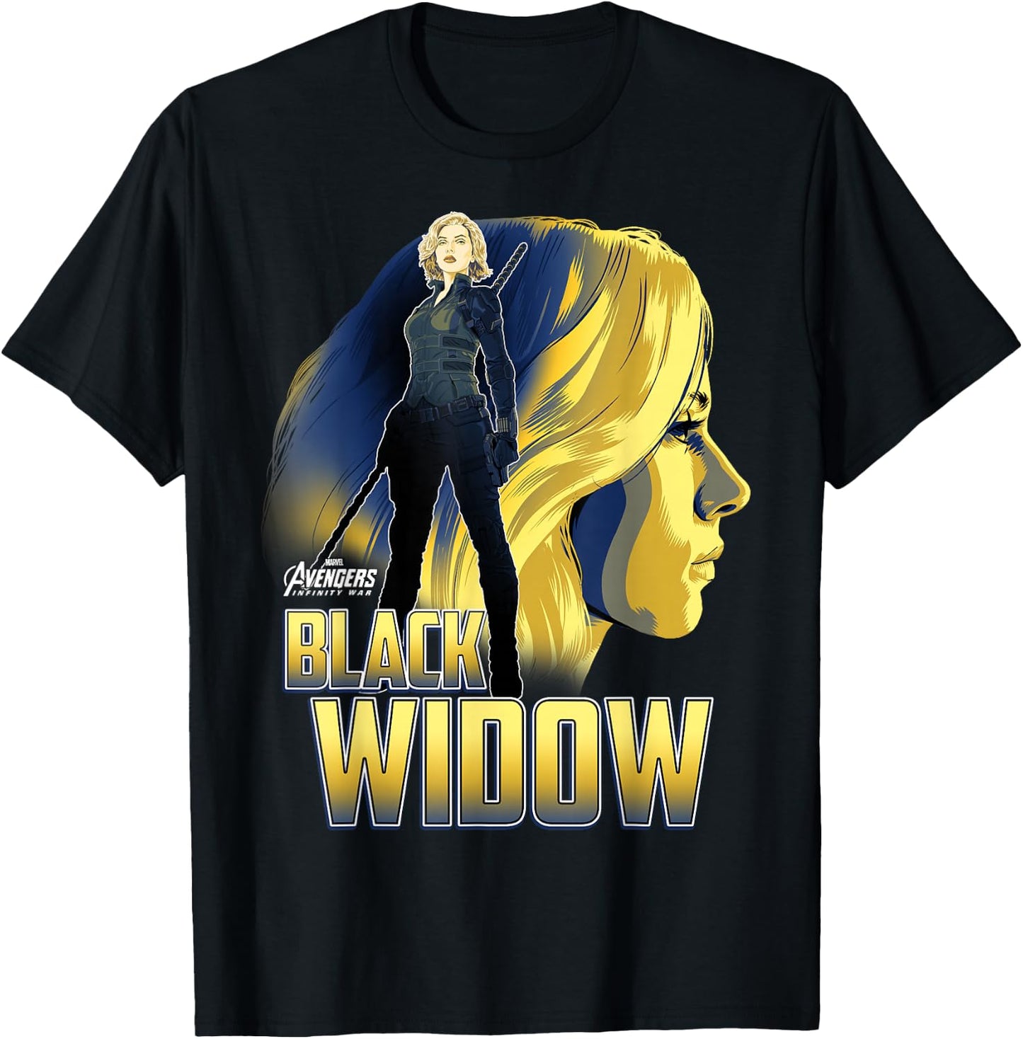 Marvel Infinity War Black Widow Profile Graphic T-Shirt - T-Shirt | Black
