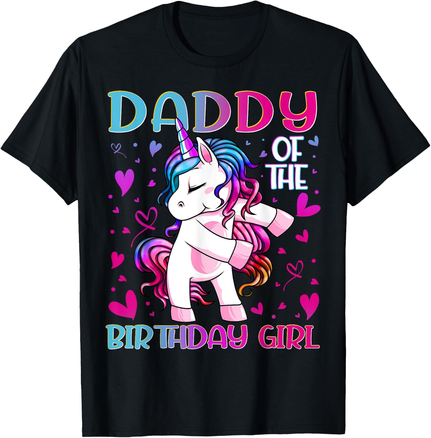 Daddy of the Birthday Girl Flossing Unicorn Dad Daddy Gifts T-Shirt - T-Shirt | Black