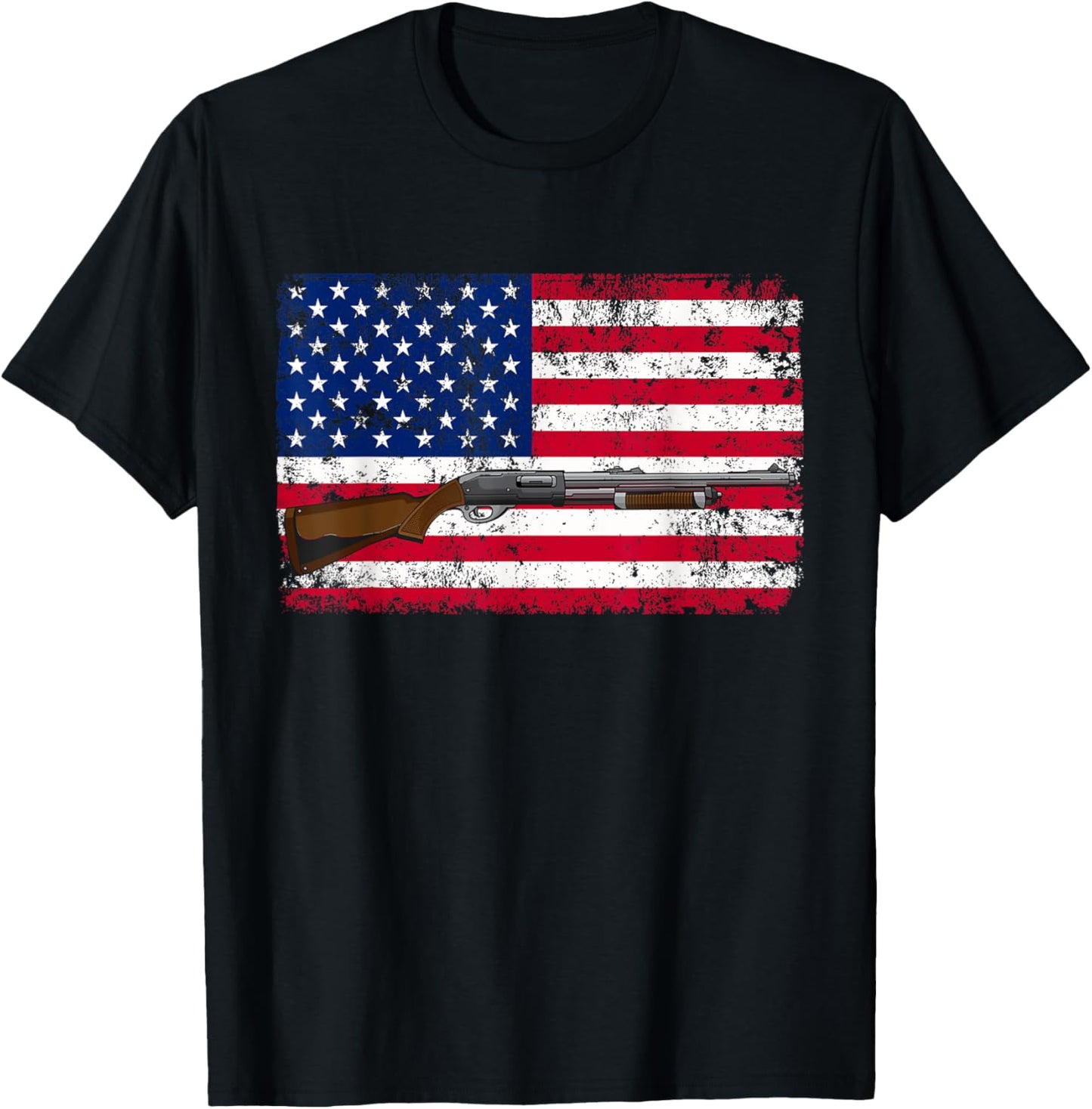 Clay Pigeon Shooting USA Shotgun Flag - Shotgun T-Shirt - T-Shirt | Black