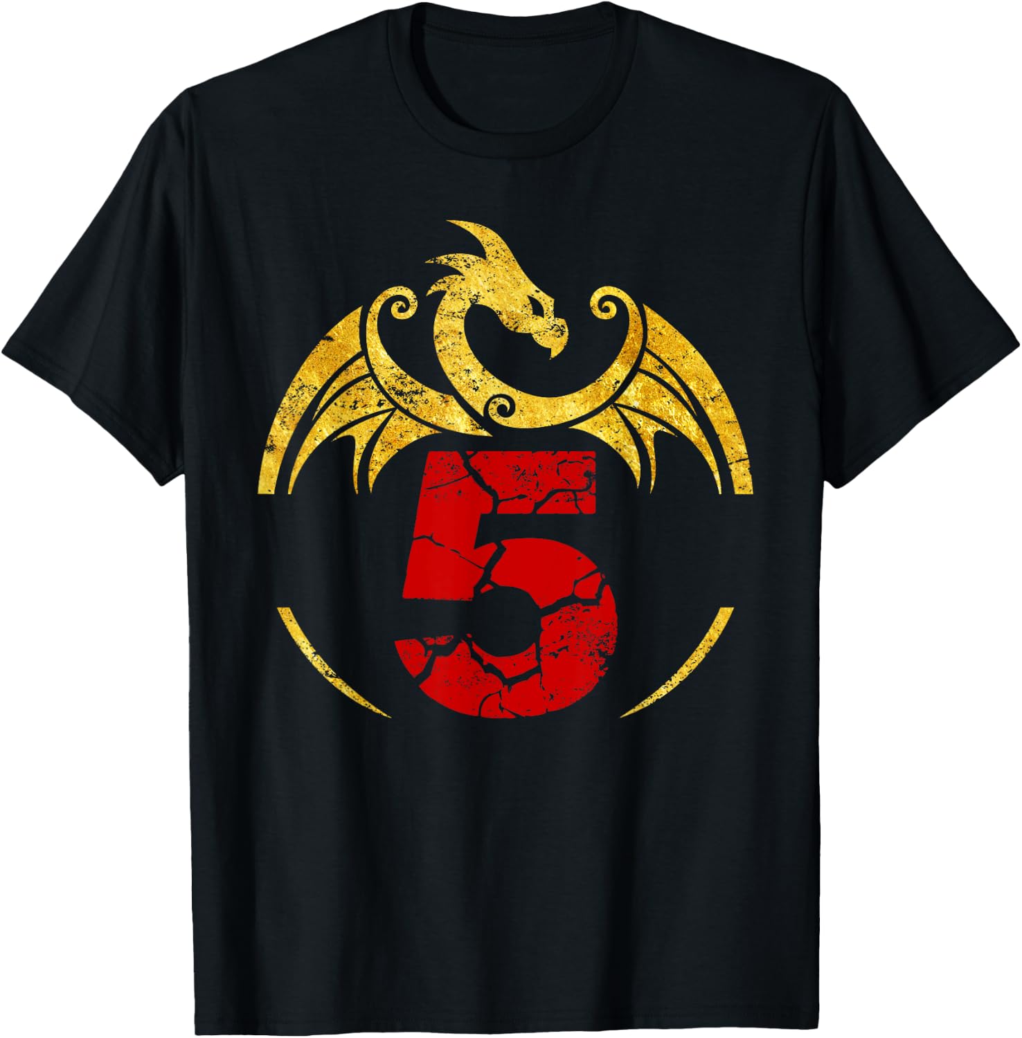 5th Birthday Gift Dragon Shirt T-Shirt - T-Shirt | Black
