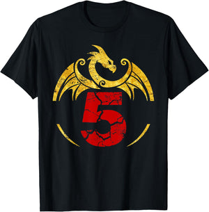 5th Birthday Gift Dragon Shirt T-Shirt - T-Shirt | Black