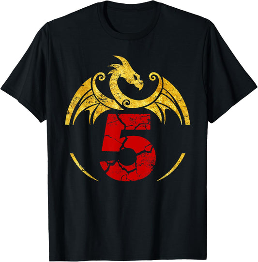 5th Birthday Gift Dragon Shirt T-Shirt - T-Shirt | Black
