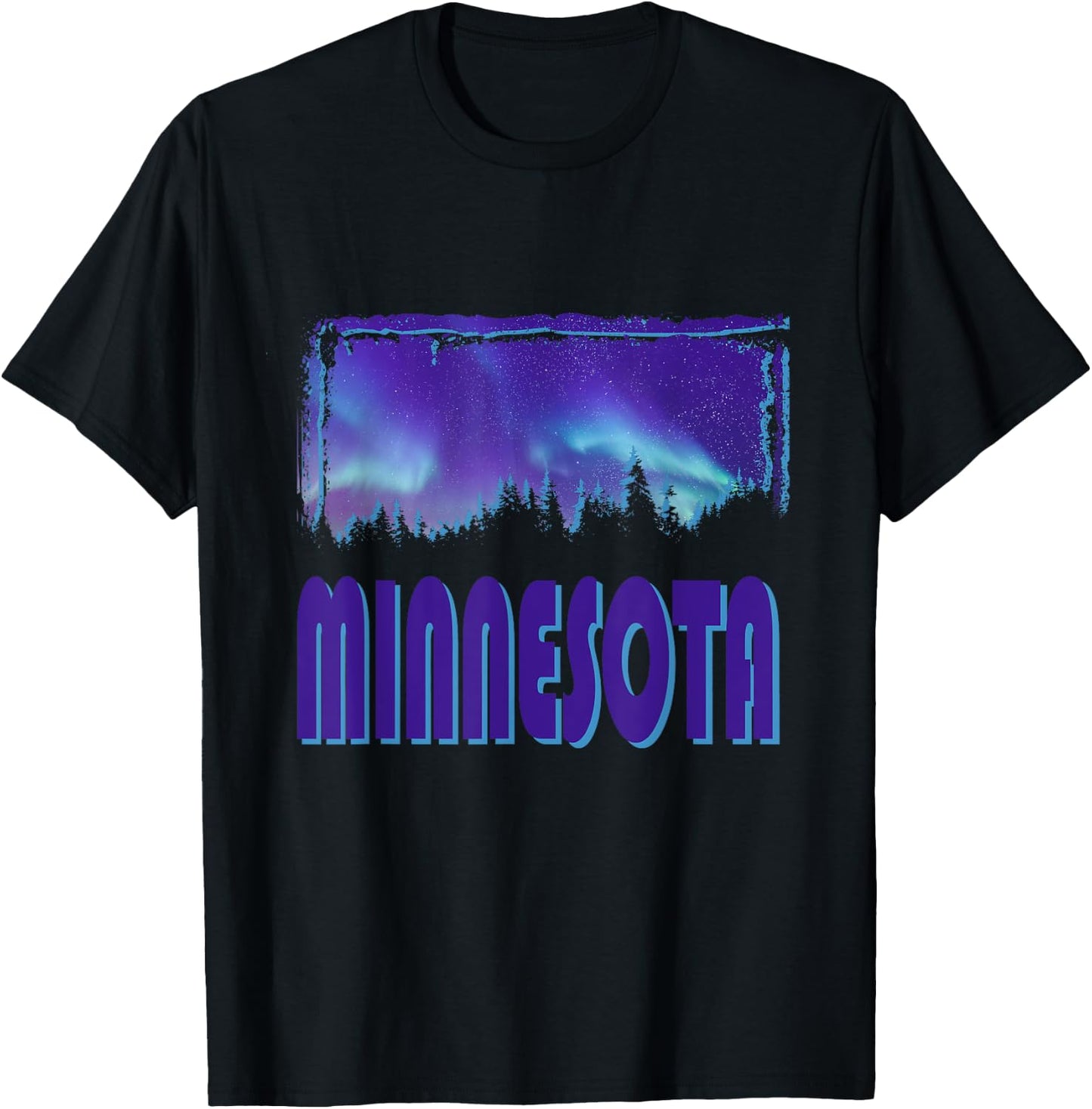 Minnesota - Northern Lights - Aurora Borealis - Night Stars T-Shirt - T-Shirt | Black